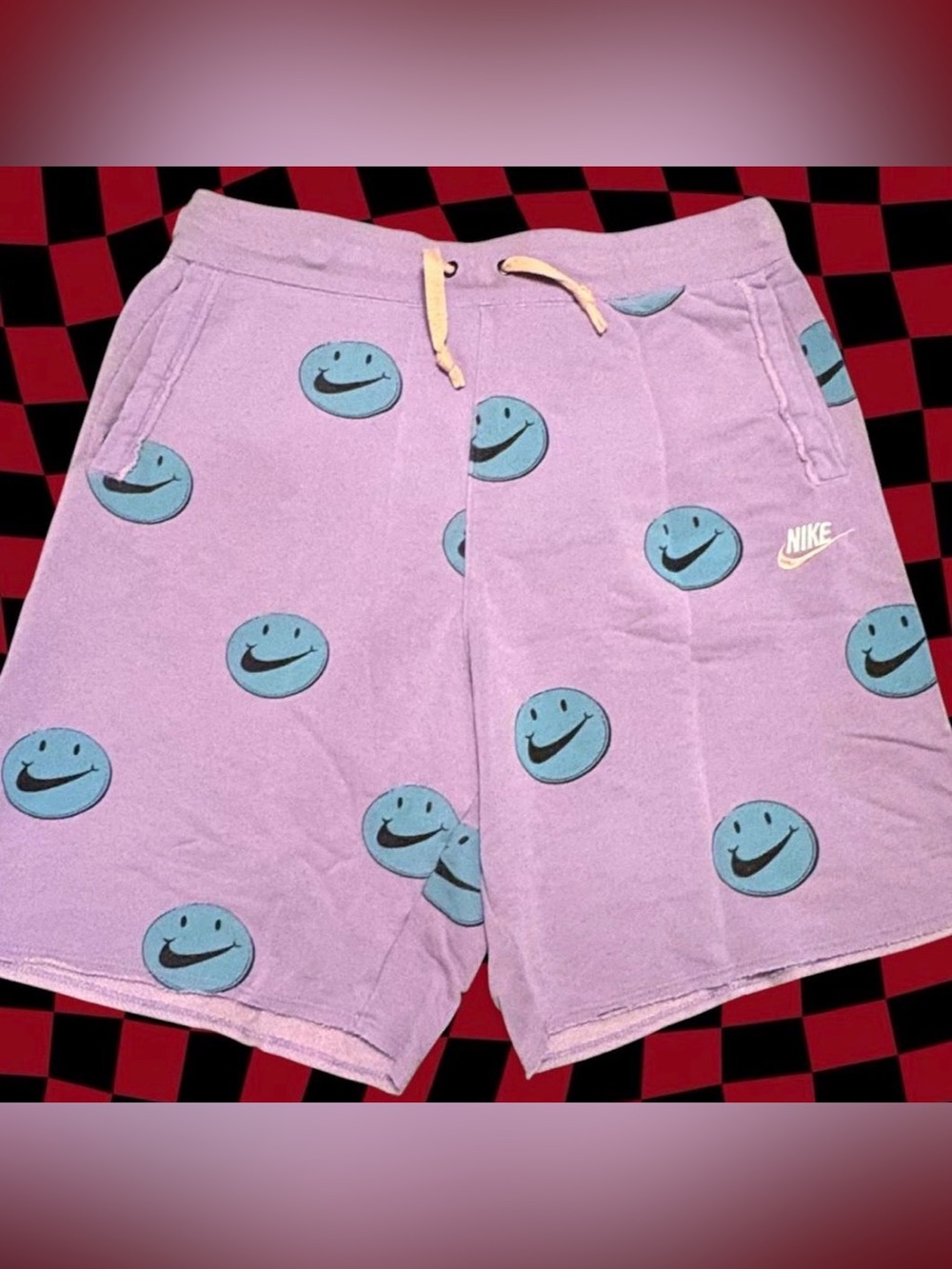 Nike Men’s Lavender Shorts with Blue Smiley Prints